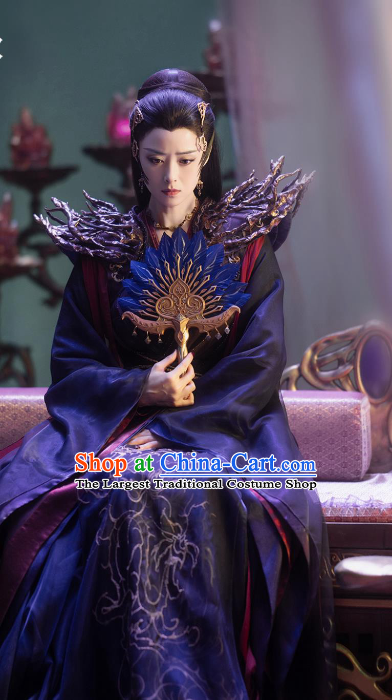 TV Series Drama Burning Flames High Priest Xinyue Kui Costume Ancient China Swordswoman Clothing Traditional Chinese Purple Hanfu Dress