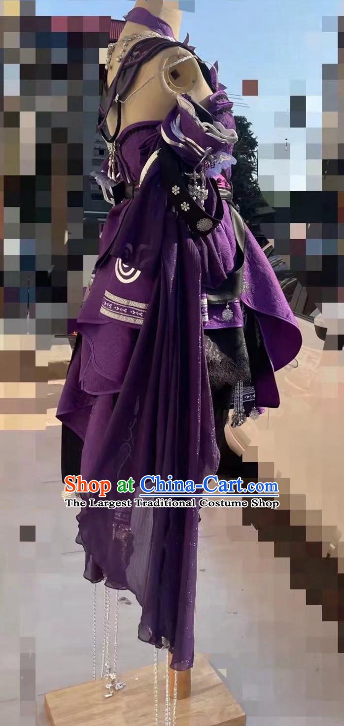 Ancient Chinese Fairy Cosplay Costume China Online Game Sword Heroes Fate Wudu Sect Young Lady Purple Dress