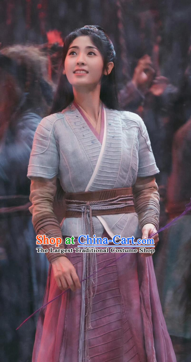 Traditional Chinese Hanfu Dress TV Series Drama Burning Flames Heroine Bai Cai Costume Ancient China Swordswoman Clothing