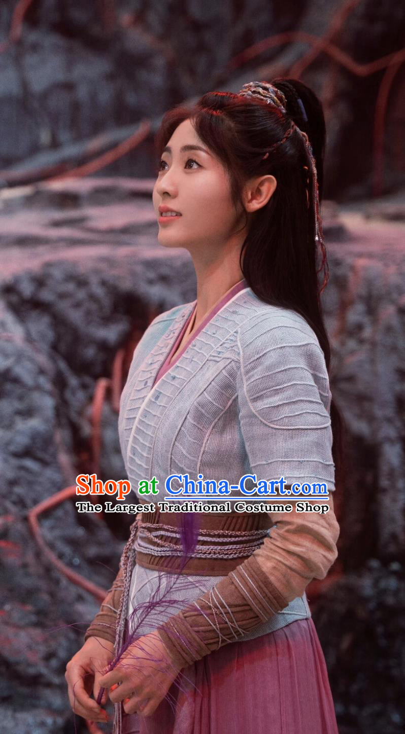 Traditional Chinese Hanfu Dress TV Series Drama Burning Flames Heroine Bai Cai Costume Ancient China Swordswoman Clothing