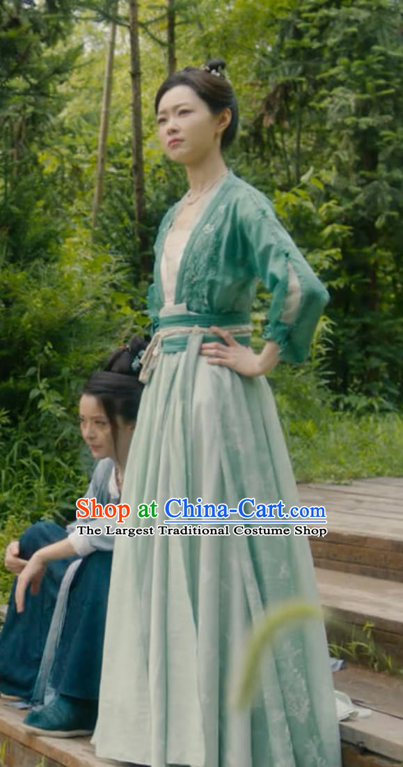 Ancient China Young Lady Clothing Traditional Chinese Tang Dynasty Civilian Woman Green Hanfu Dress TV Series Drama Follow Your Heart Yan Nan Xing Costume