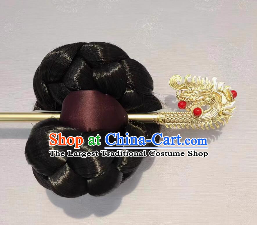 Korea Stage Performance Golden Dragon Hair Jewelry Korean Court Queen Hairpin Traditional Wedding Bride Binyeo Headpiece