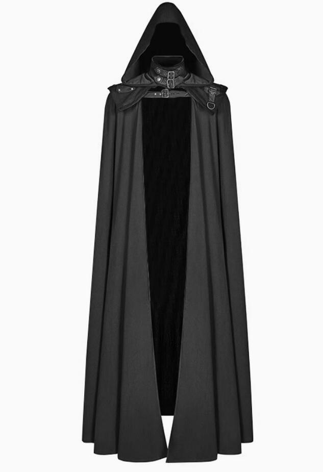 Top Gothic Cloak Medieval Europe Winter Costume Handmade Black Cape