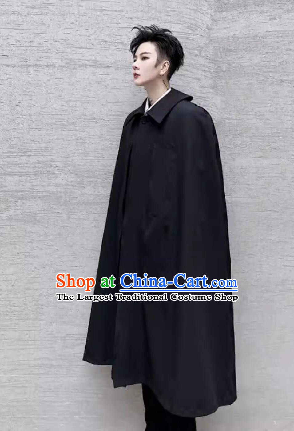 Handmade Black Cape Gothic Cloak Medieval Europe Winter Costume