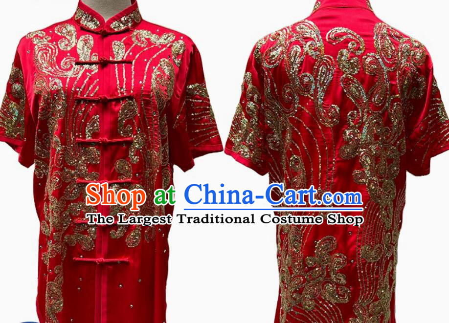 China Kung Fu Clothing Traditional Chinese Kung Fu Changquan Costume Martial Arts Competition Uniform Wushu Tournament Red Suit