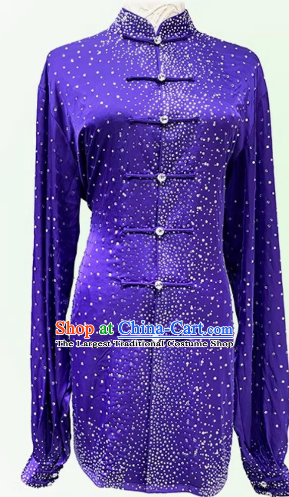 Chinese Tai Chi Training Purple Outfit Taiji Competition Clothing Traditional Martial Arts Costumes Eight Trigrams Boxing Performance Suit