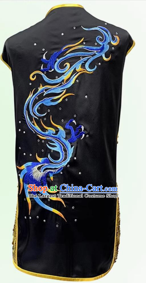 Top Wushu Tournament Clothing Traditional Martial Arts Costume Chinese Kung Fu Black Suit Embroidered Dragon Competition Outfit