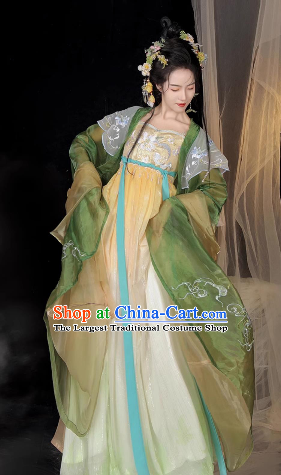 Ancient China Butterfly Fairy Costume Chinese Traditional Green Hanfu Dress Tang Dynasty Princess Embroidered Clothing