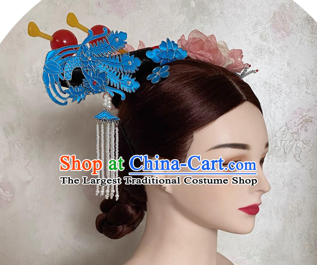 Traditional Chinese Headdress China Qing Dynasty Court Woman Hat TV Series Mei Hua Lao Princess Lan Xin Headgear