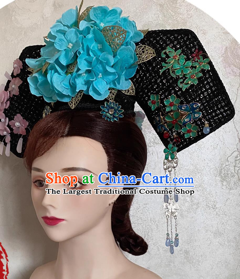 China Qing Dynasty Manchu Lady Hat Traditional Chinese Headdress TV Series My Fair Princess Qing Er Headgear
