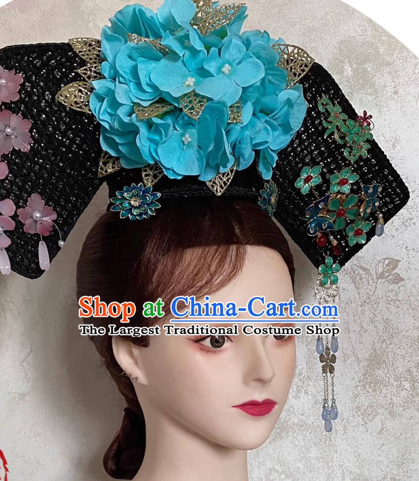 China Qing Dynasty Manchu Lady Hat Traditional Chinese Headdress TV Series My Fair Princess Qing Er Headgear