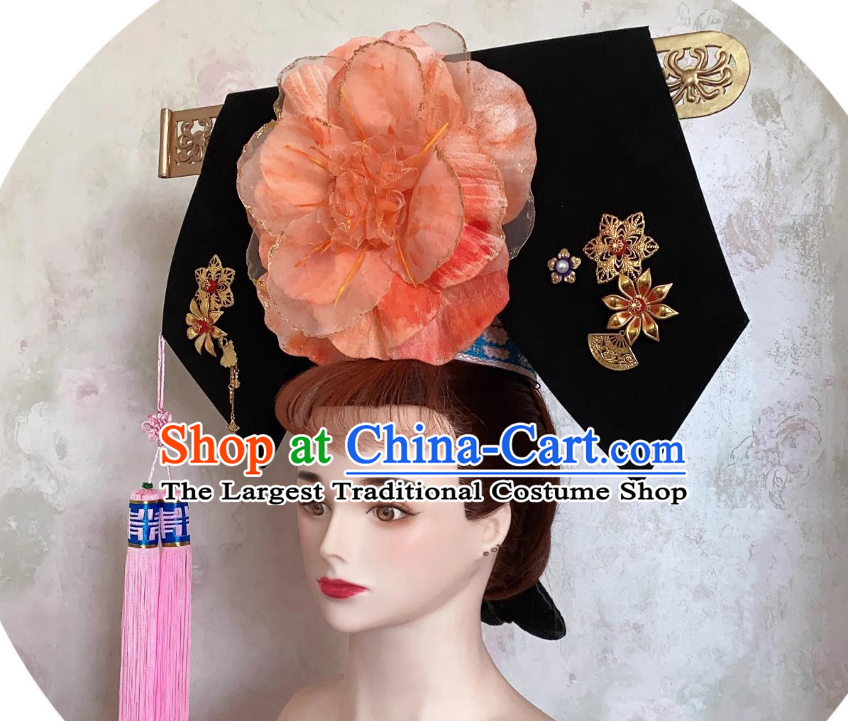 China Qing Dynasty Manchu Woman Hat Traditional Chinese Headdress TV Series Princess Pearl Zi Wei Da La Chi Headgear