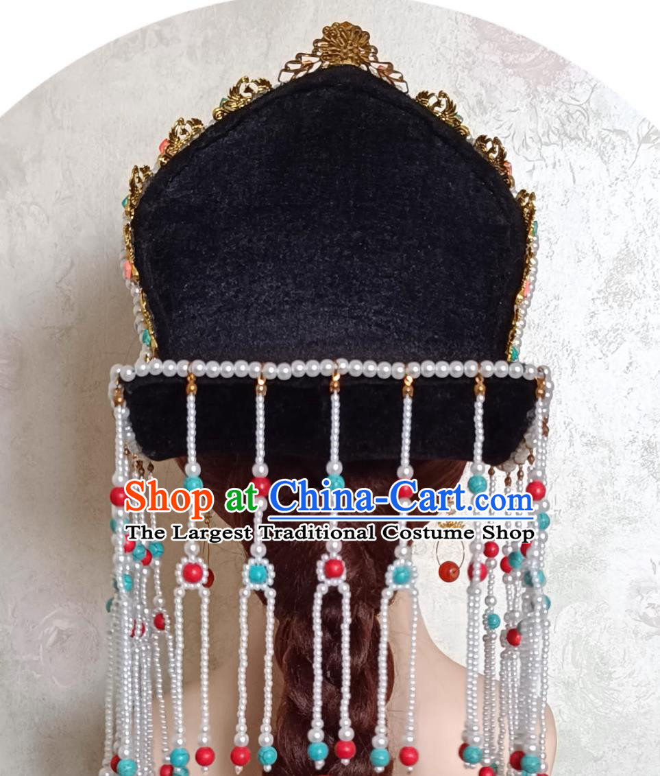 China Qing Dynasty Empress Dowager Hat Traditional Chinese Court Headdress TV Series Xiao Zhuang Epic Da Yu Er Headgear