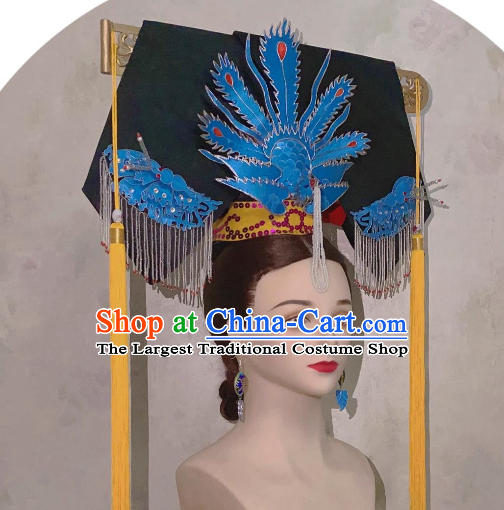 China Qing Dynasty Empress Dowager Phoenix Hat Traditional Chinese Manchu Woman Headdress TV Series Princess Pearl Queen Mother Headgear