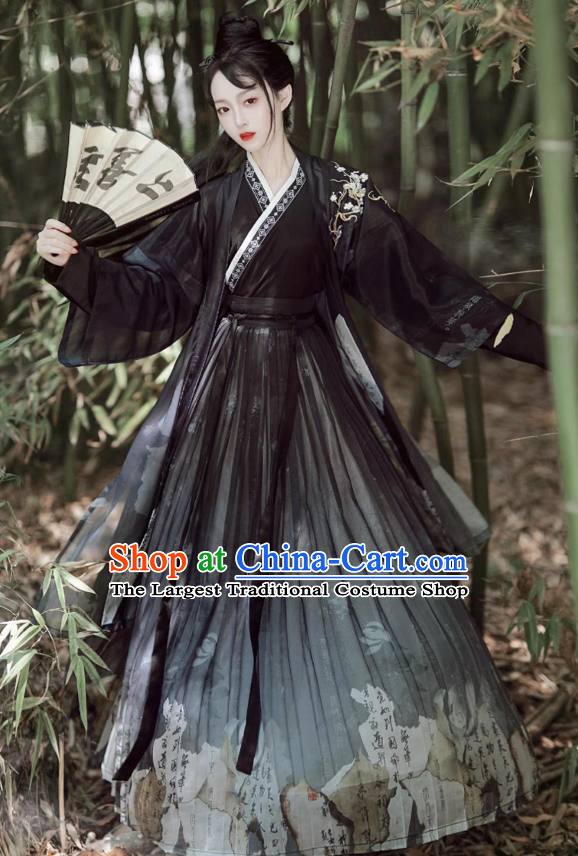 Ancient China Swordswoman Costume Traditional Black Hanfu Dress Chinese Jin Dynasty Heroine Clothing