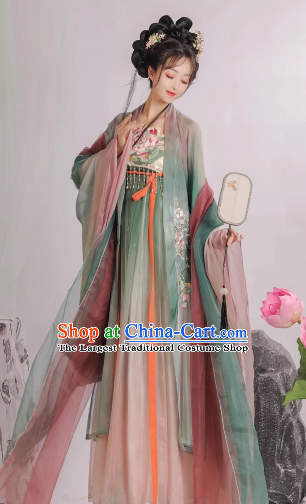Chinese Tang Dynasty Princess Clothing Ancient China Lotus Fairy Costume Traditional Hanfu Dress