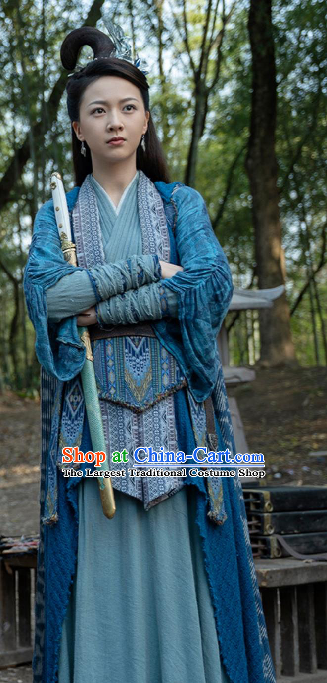 Traditional Chinese Hanfu TV Series Drama Tiger and Crane Demon Bender Shui Xian Costume Ancient China Swordswoman Clothing
