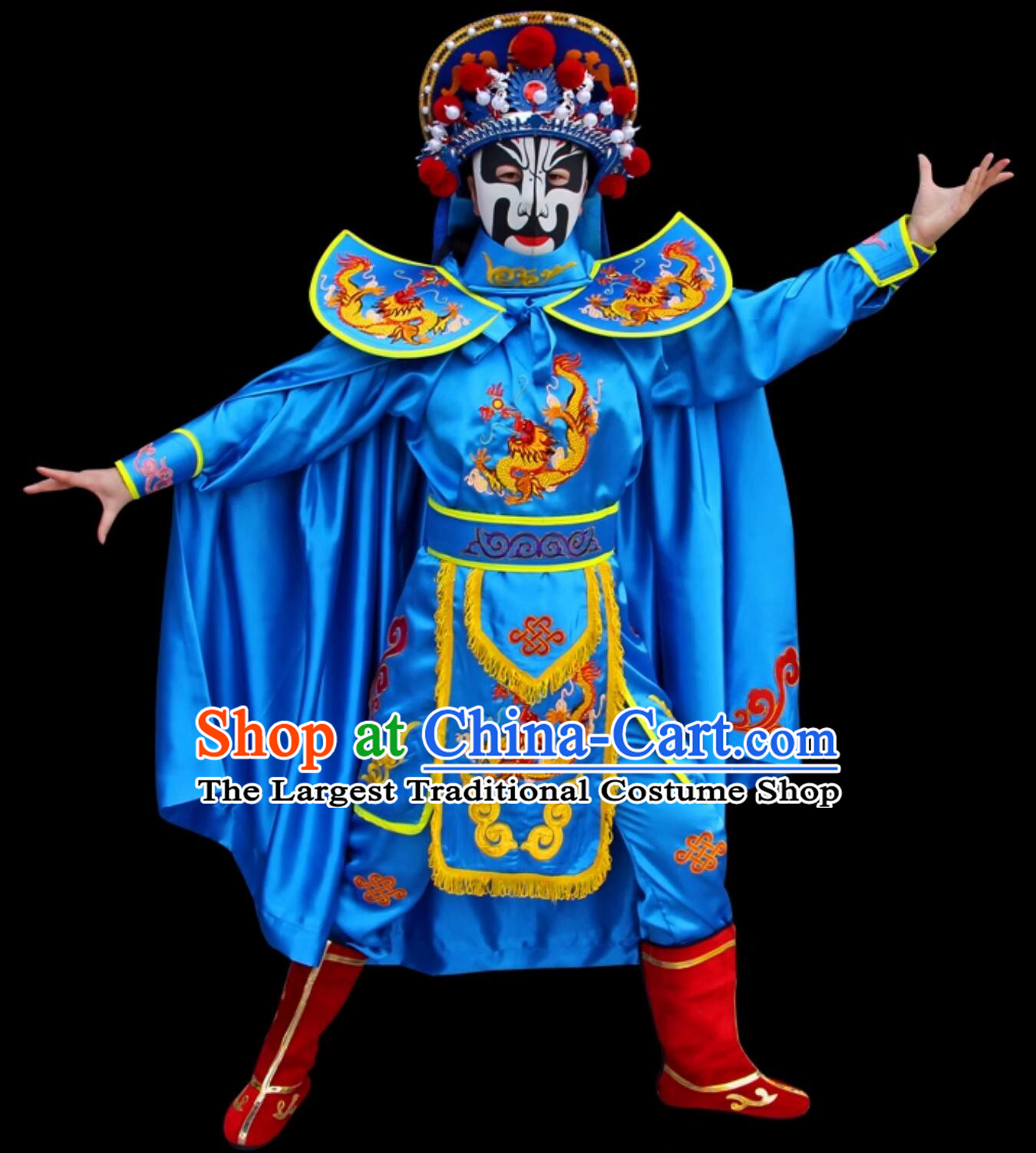 Chinese Traditional Bian Lian Blue Outfit Mask Change Costume and Hat Professional Sichuan Opera Mask Changing Clothing Complete Set