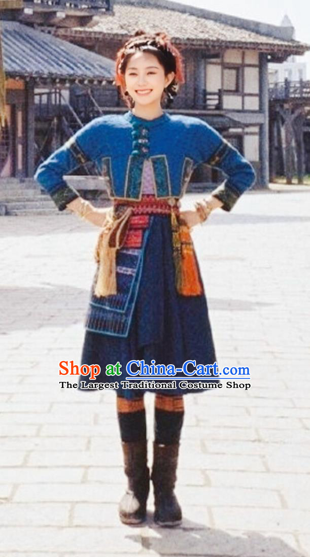 Ancient China Miao Girl Clothing Traditional Chinese Xianxia Drama Dress TV Series Sword and Fairy Young Master of Wuyue Sect A Nu Costume