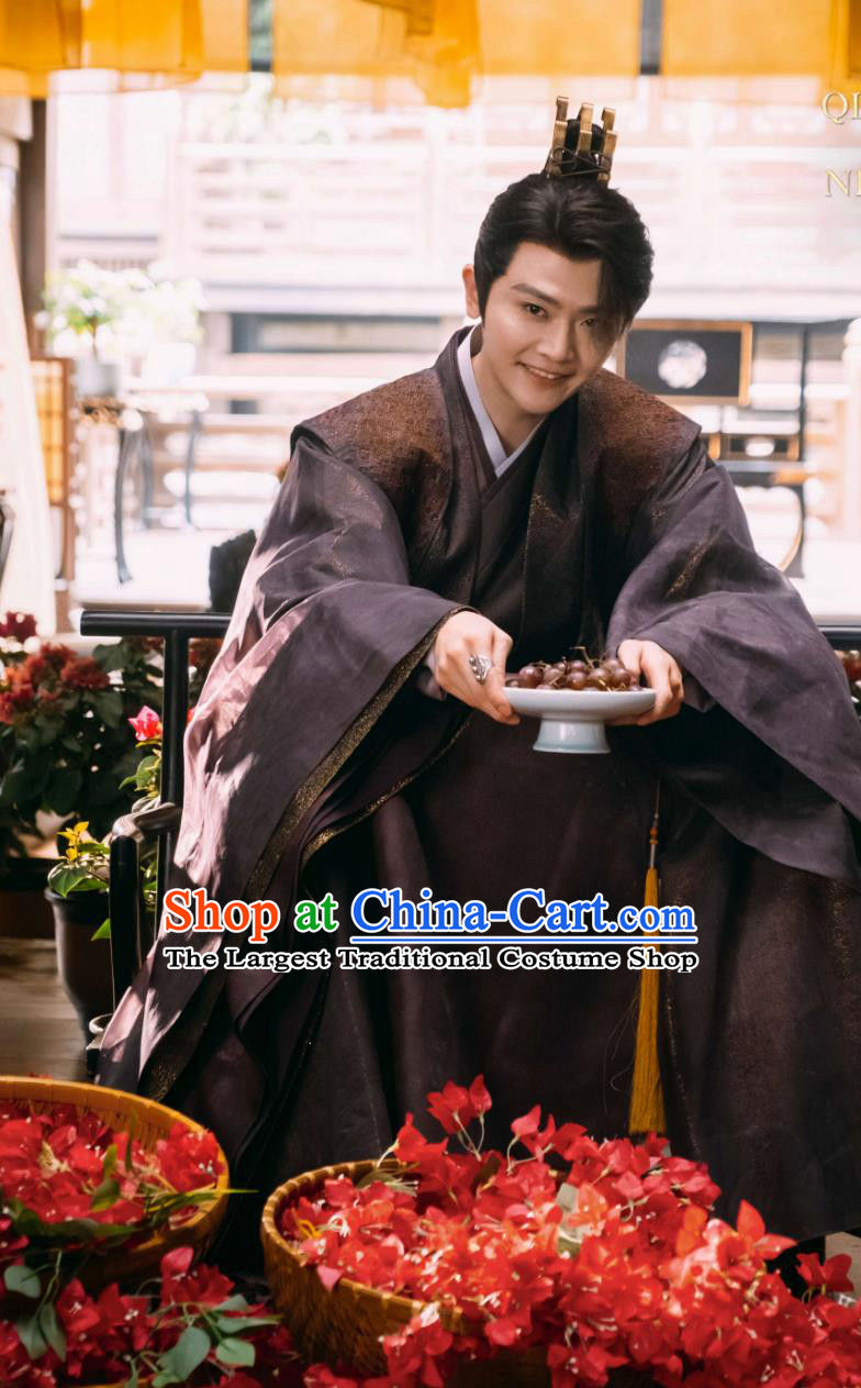 Traditional Chinese Wuxia Drama Childe Purple Outfit TV Series Qing Yu Nian Li Cheng Ze Costume Ancient China Prince Clothing
