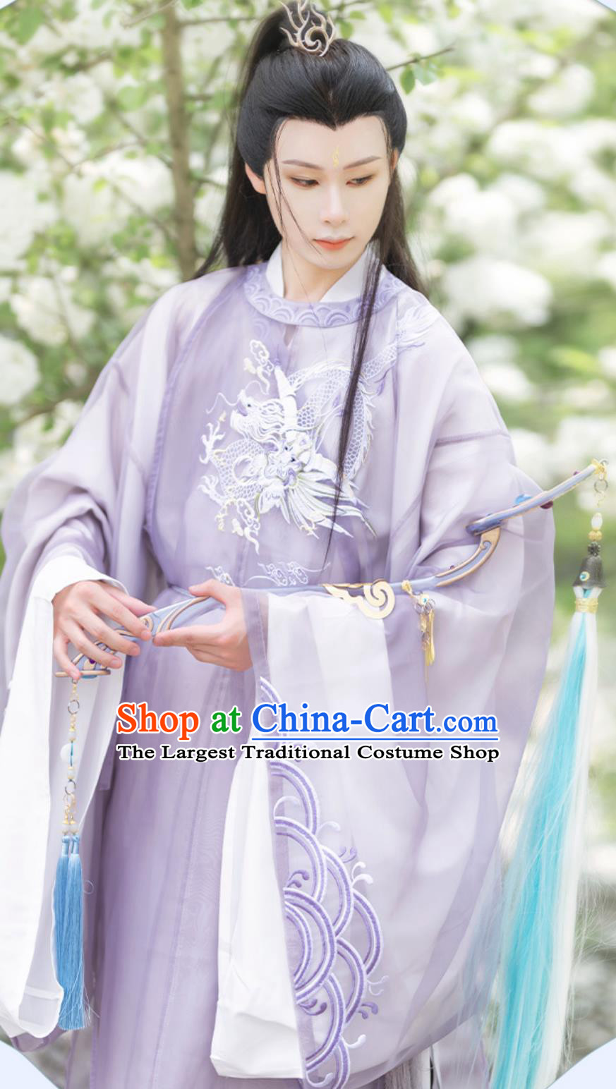 Chinese Tang Dynasty Prince Embroidered Clothing Traditional Hanfu Lilac Robe Ancient China Young Scholar Costumes