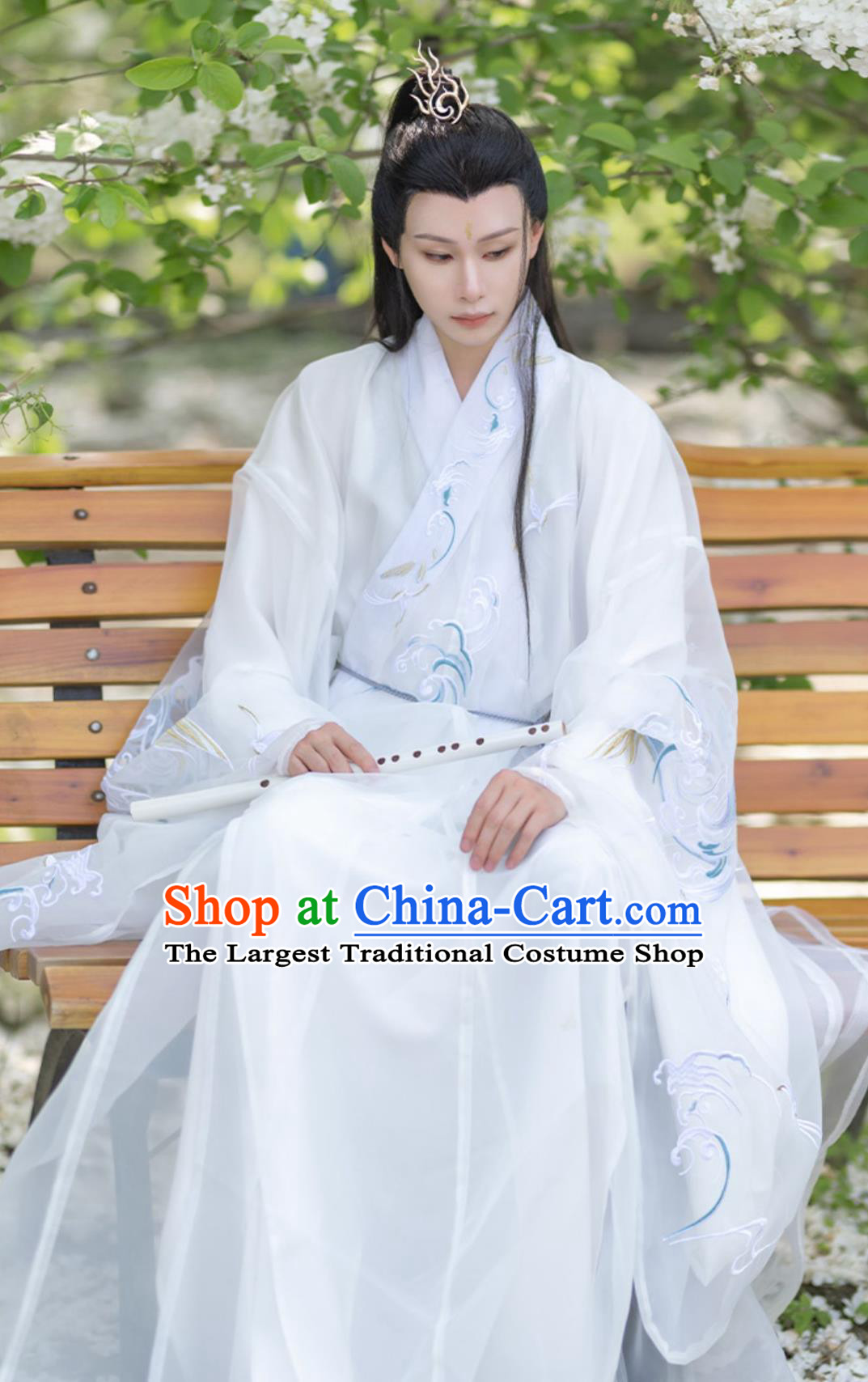 Ancient China Young Scholar Costume Chinese Ming Dynasty Prince Embroidered Clothing Traditional Hanfu White Robe