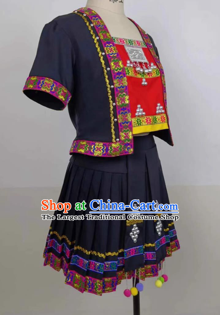 Chinese Miao Nationality Dance Clothing Hmong Folk Dance Costume Ethnic Women Group Dance Dress