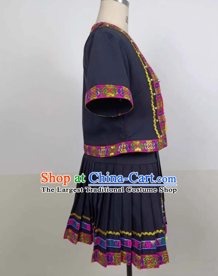 Chinese Miao Nationality Dance Clothing Hmong Folk Dance Costume Ethnic Women Group Dance Dress