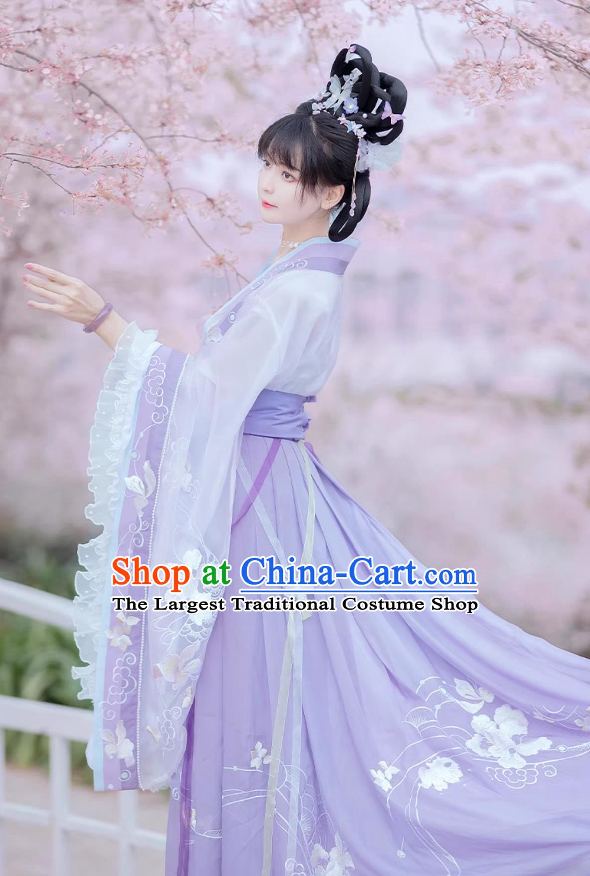 Traditional Chinese Purple Hanfu Dress Ancient China Flower Fairy Costume Jin Dynasty Princess Embroidered Clothing