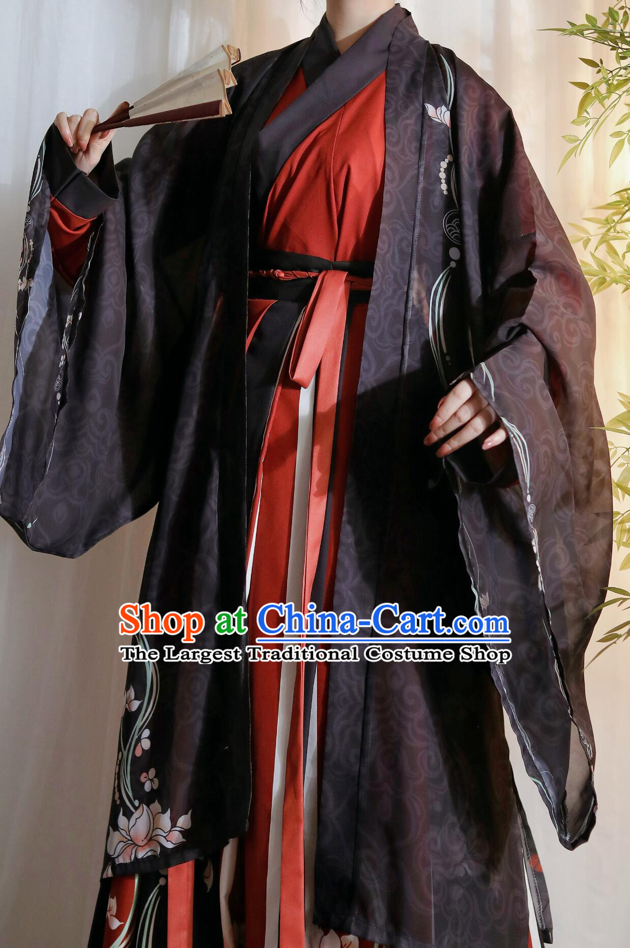 Black and Red Hanfu Dress Traditional Chinese Clothing Ancient China Jin Dynasty Swordsman Costume Complete Set