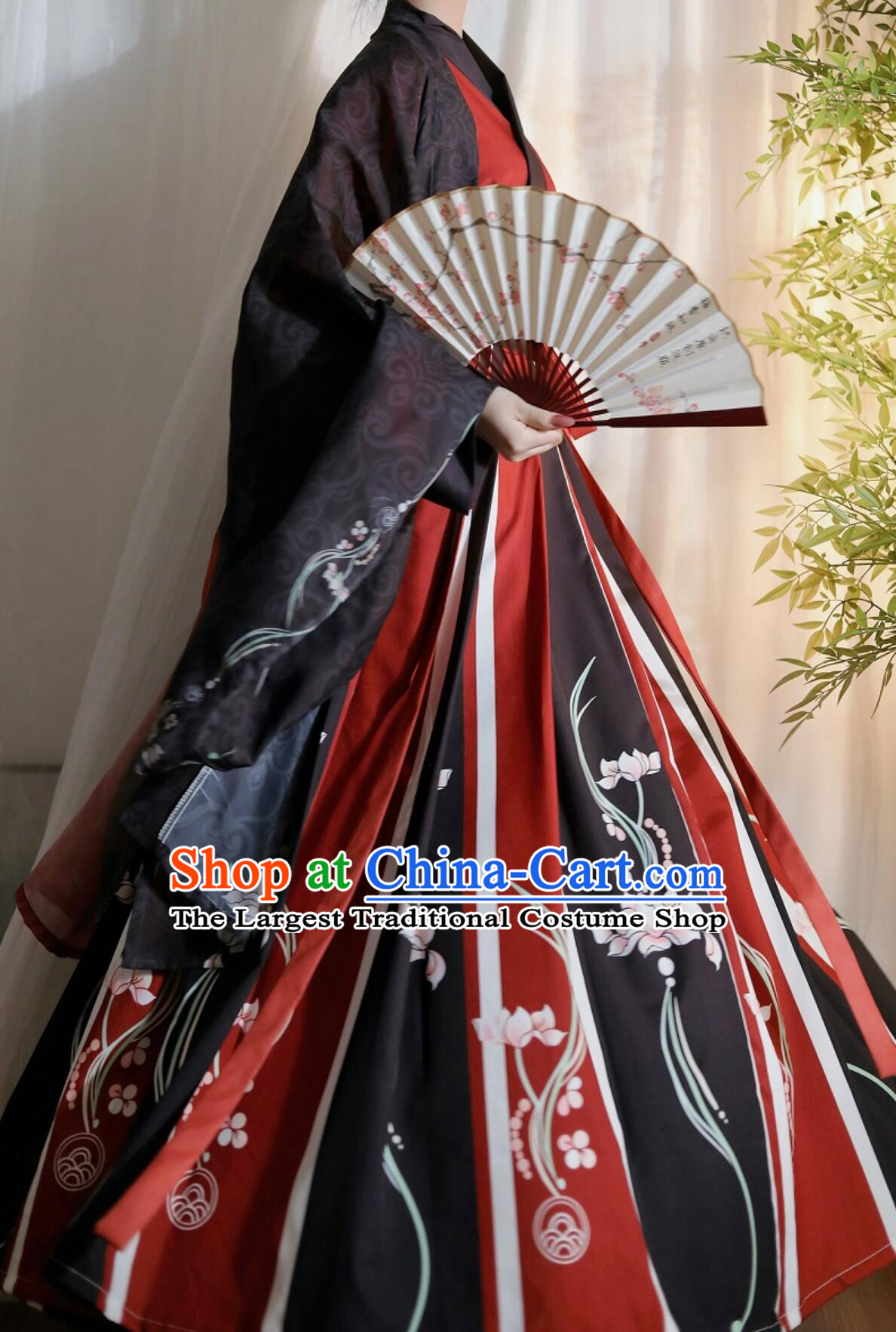 Black and Red Hanfu Dress Traditional Chinese Clothing Ancient China Jin Dynasty Swordsman Costume Complete Set