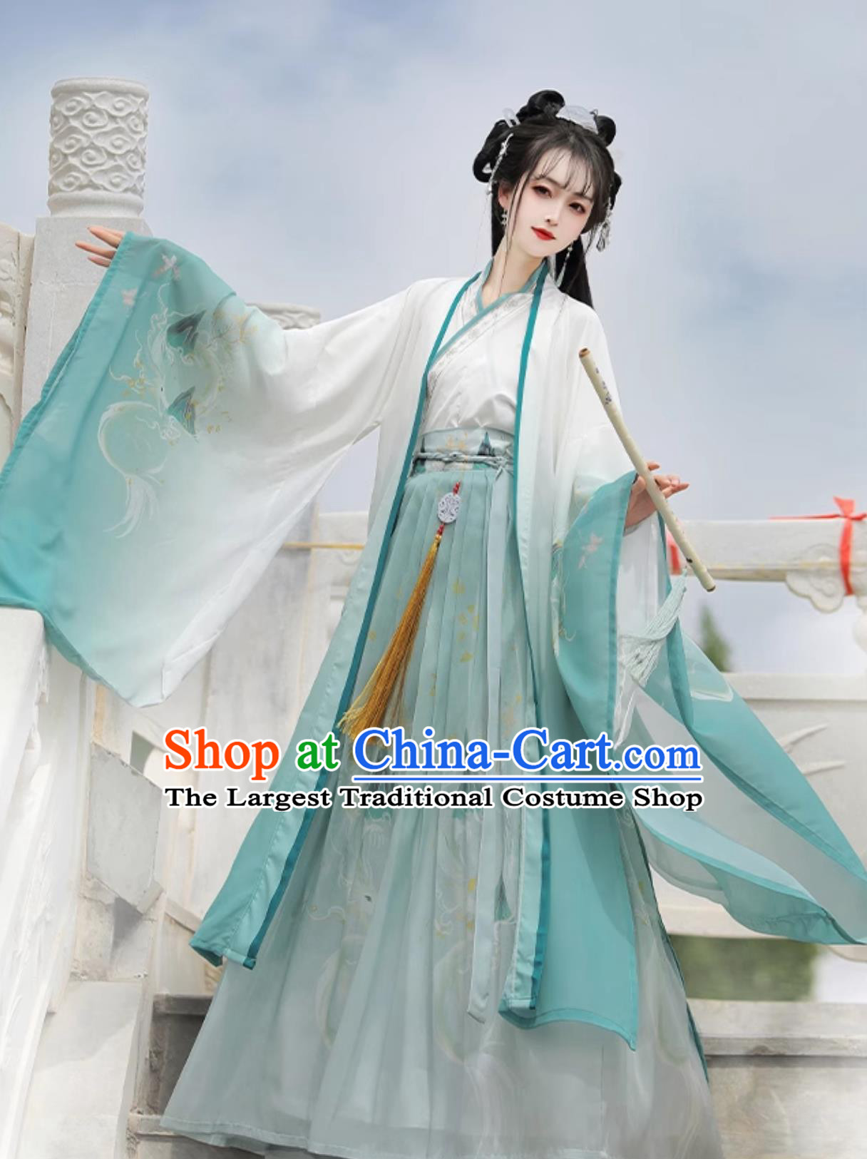 Traditional Green Hanfu Dress Chinese Jin Dynasty Costume Ancient China Swordswoman Clothing