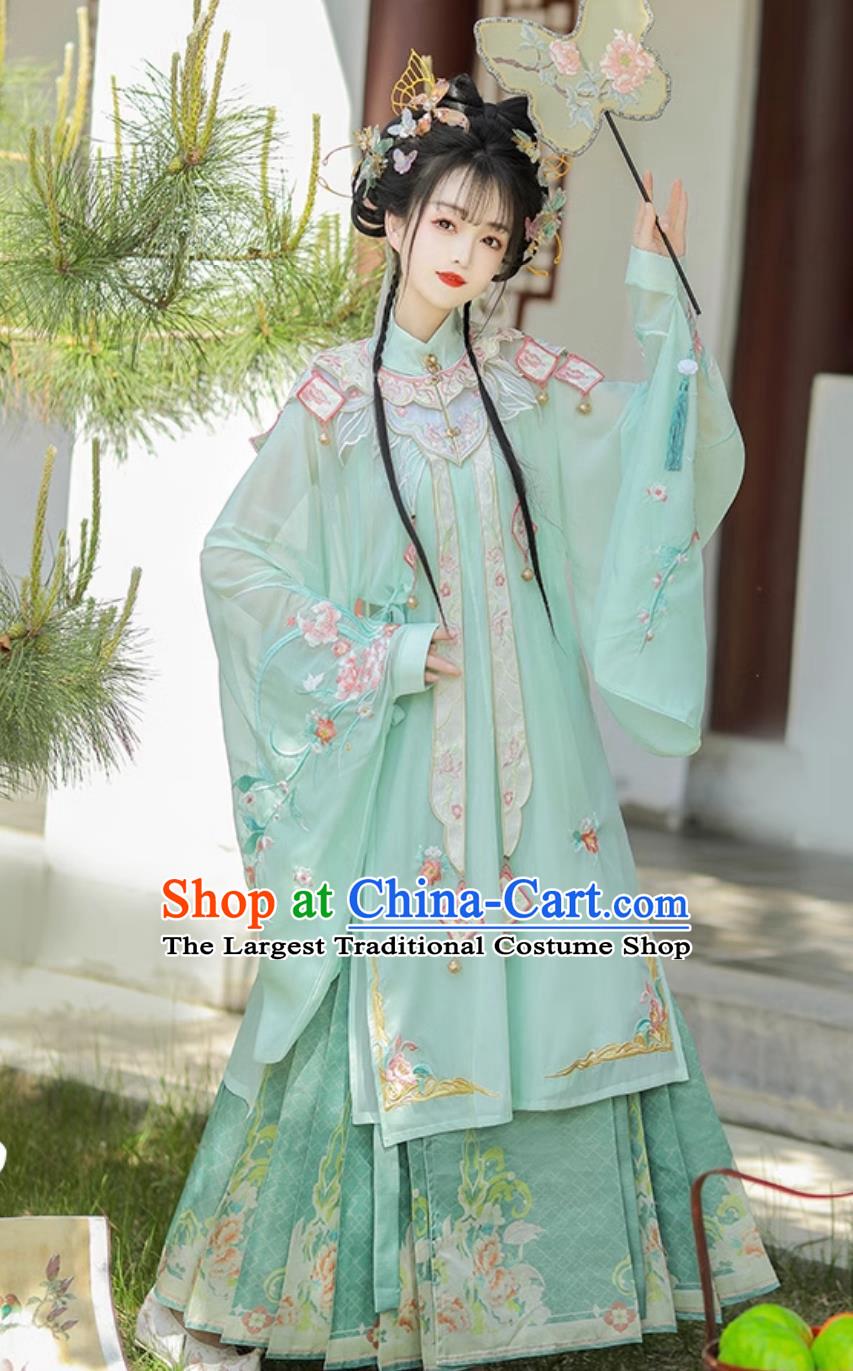 Ancient China Palace Princess Clothing Traditional Green Hanfu Dress Chinese Ming Dynasty Woman Costume