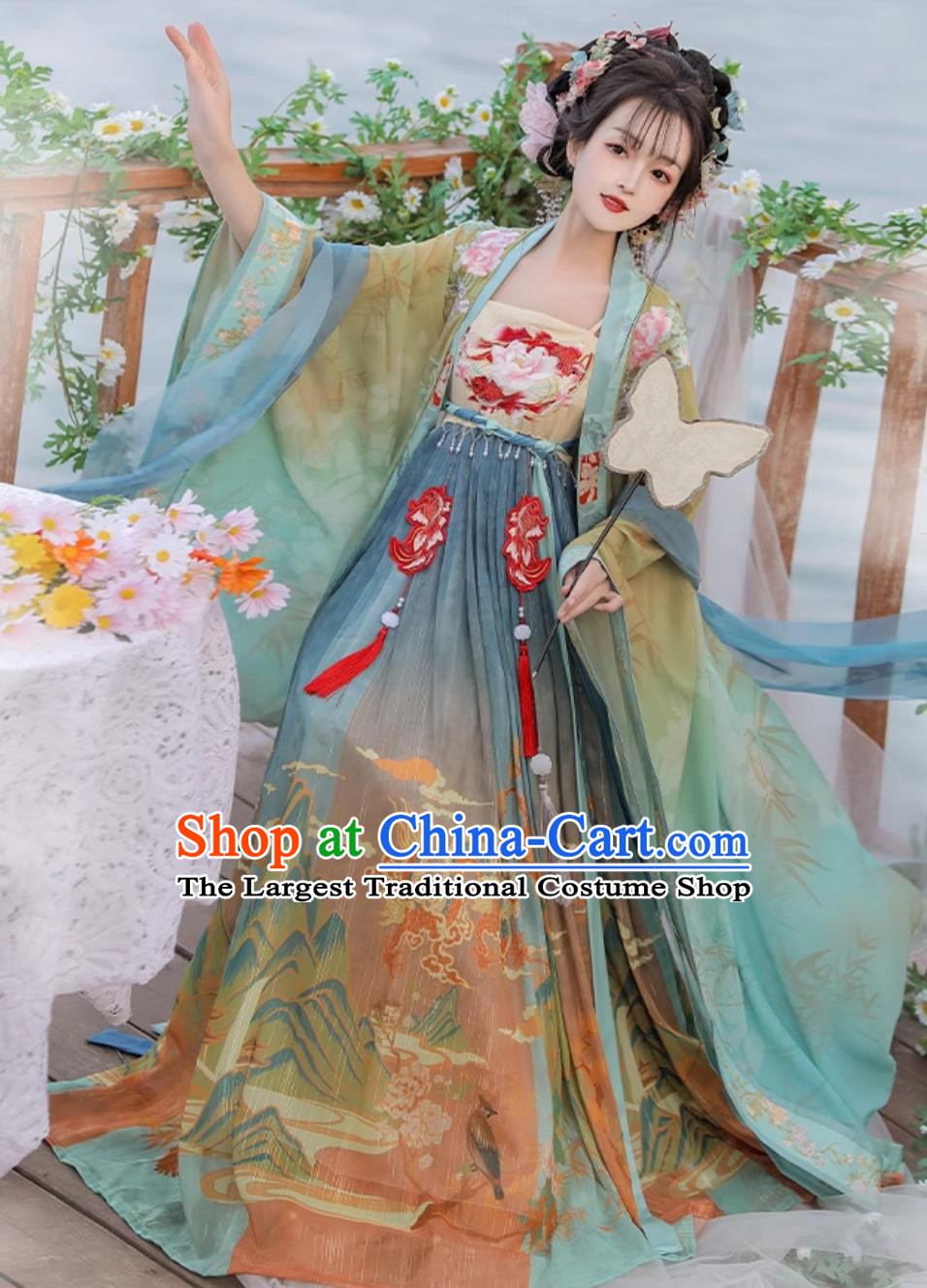 Chinese Tang Dynasty Woman Costume Ancient China Palace Princess Clothing Traditional Blue Hanfu Hezi Dress