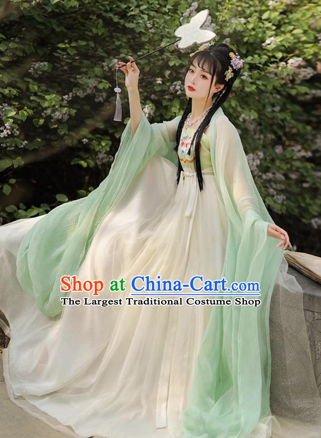 Chinese Traditional Clothing Tang Dynasty Hanfu Green Hezi Dress Ancient China Young Lady Costume