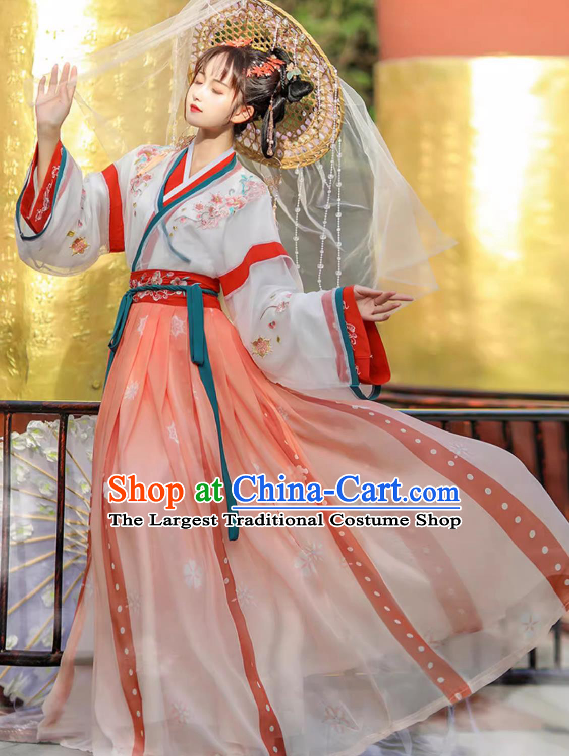 Ancient China Young Lady Costume Chinese Traditional Clothing Jin Dynasty Princess Hanfu Dress