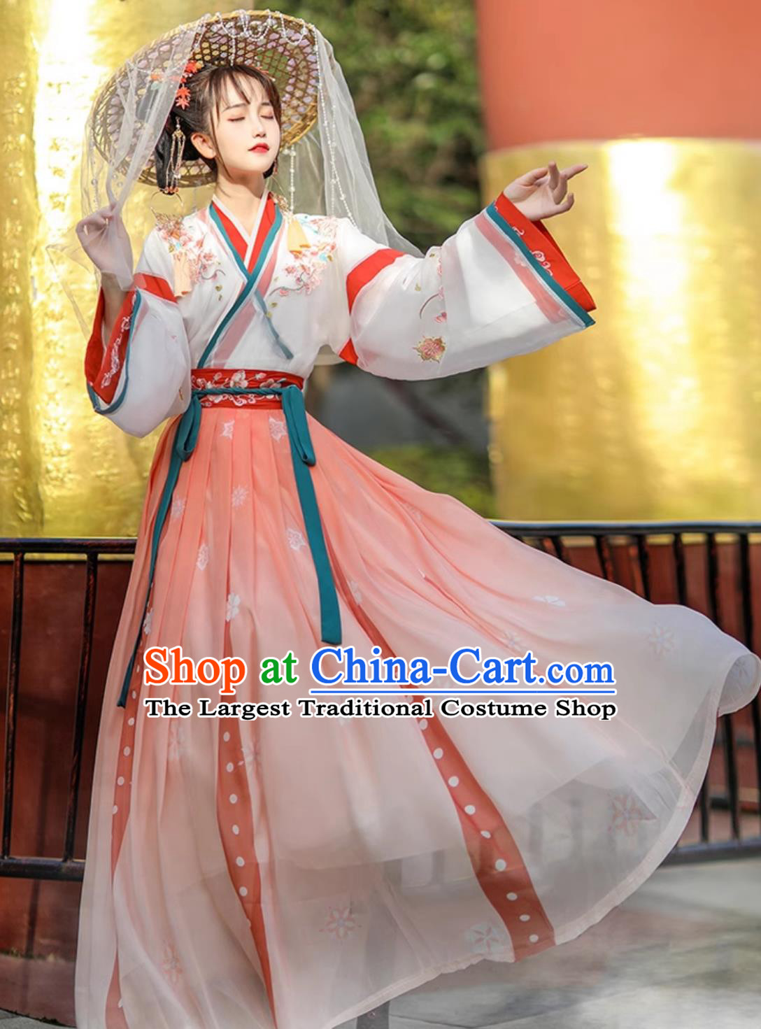 Ancient China Young Lady Costume Chinese Traditional Clothing Jin Dynasty Princess Hanfu Dress