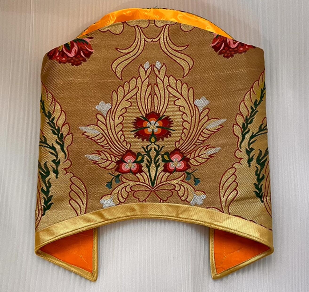 Chinese Tibetan Lama Hat Handmade Vajrayana Master Headwear Gampopa Buddha Headdress