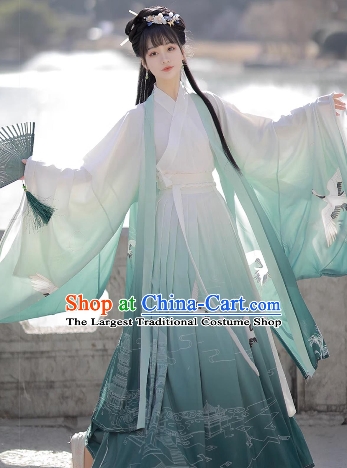 Chinese Jin Dynasty Clothing Traditional Green Hanfu Dress Ancient China Swordsman Costume