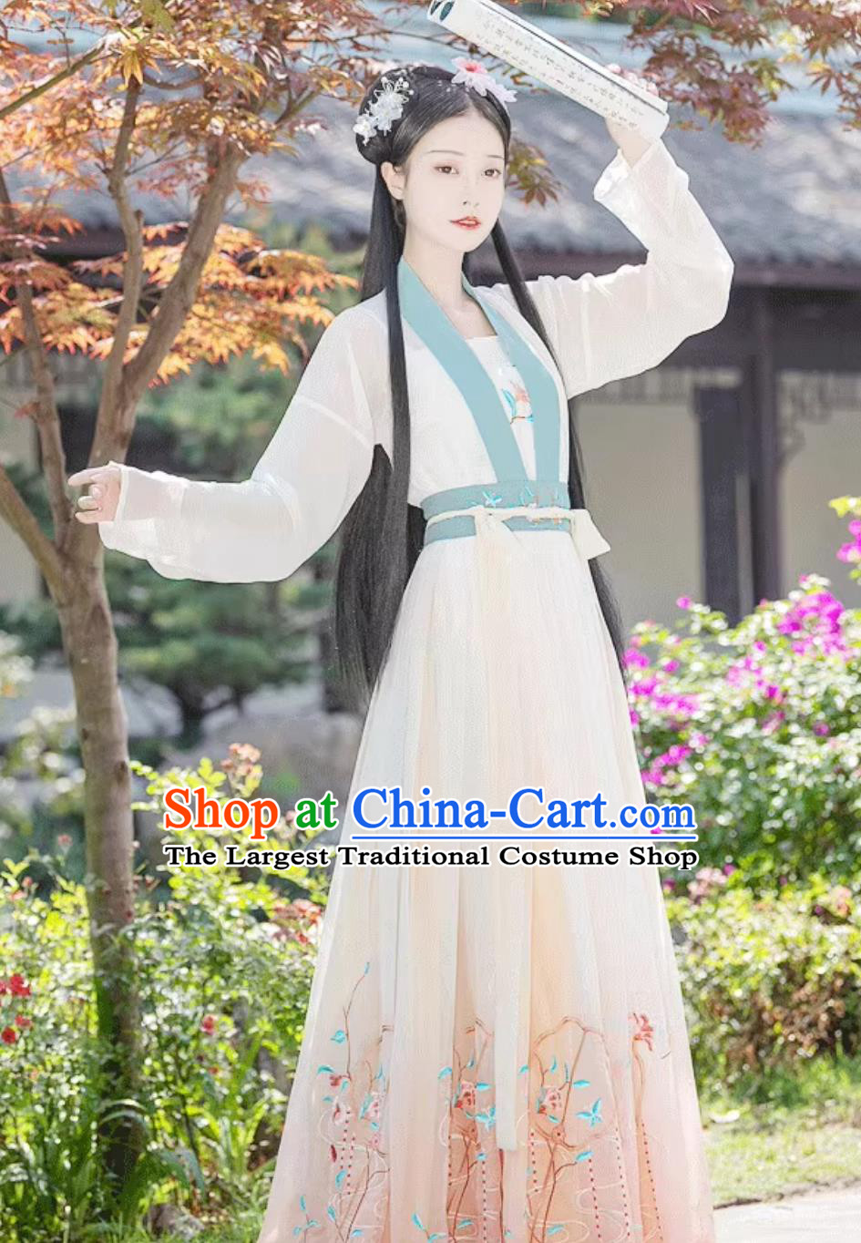 Chinese Traditional Hanfu Dress Song Dynasty Young Woman Clothing Ancient China Embroidered Costumes Complete Set