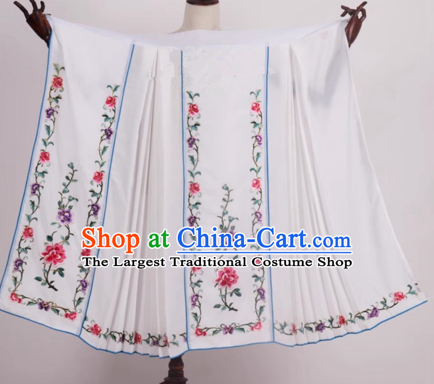 Traditional Chinese Beijing Opera Hua Tan Costume China Peking Opera Young Lady Embroidered White Skirt