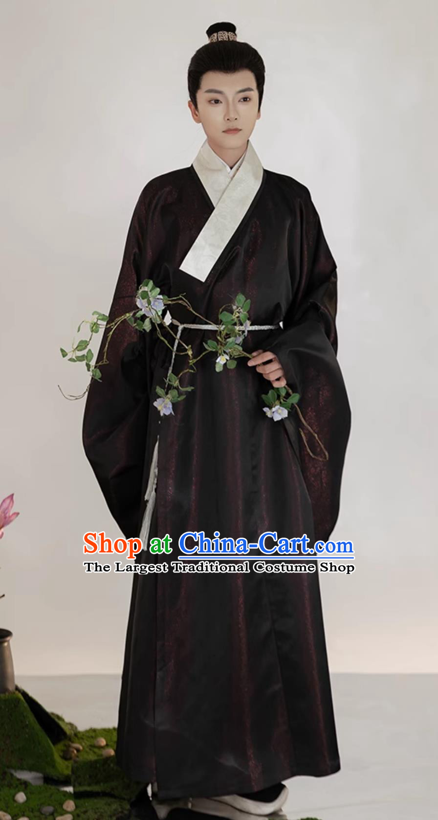 Chinese Ming Dynasty Priest Frock Ancient China Scholar Costume Traditional Male Hanfu Robe