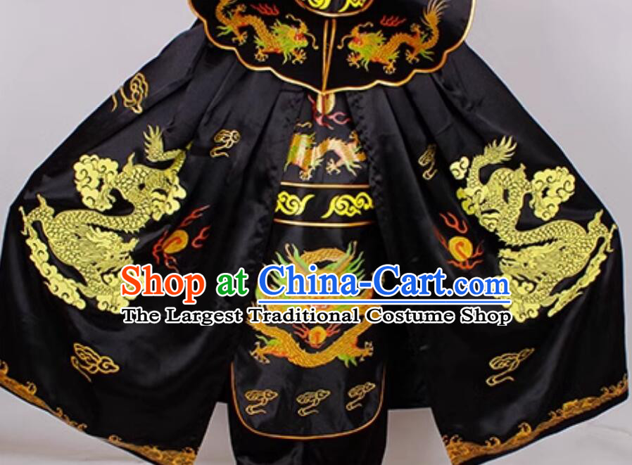 Sichuan Opera Bian Lian Printed Cloak Chinese Traditional Face Changing Costume Black Cape