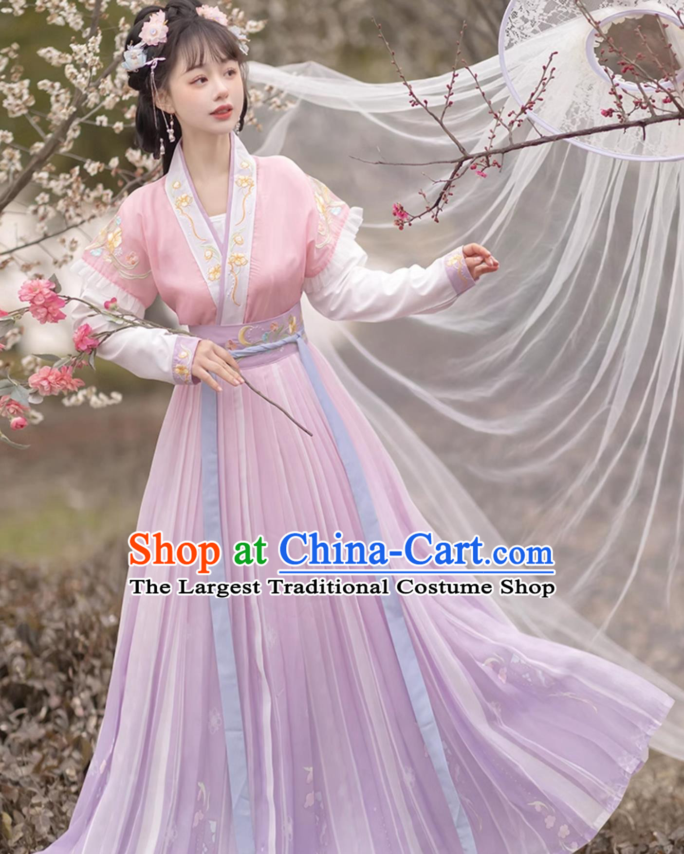 Ancient China Princess Costume Traditional Lilac Hanfu Dress Chinese Tang Dynasty Young Lady Clothing