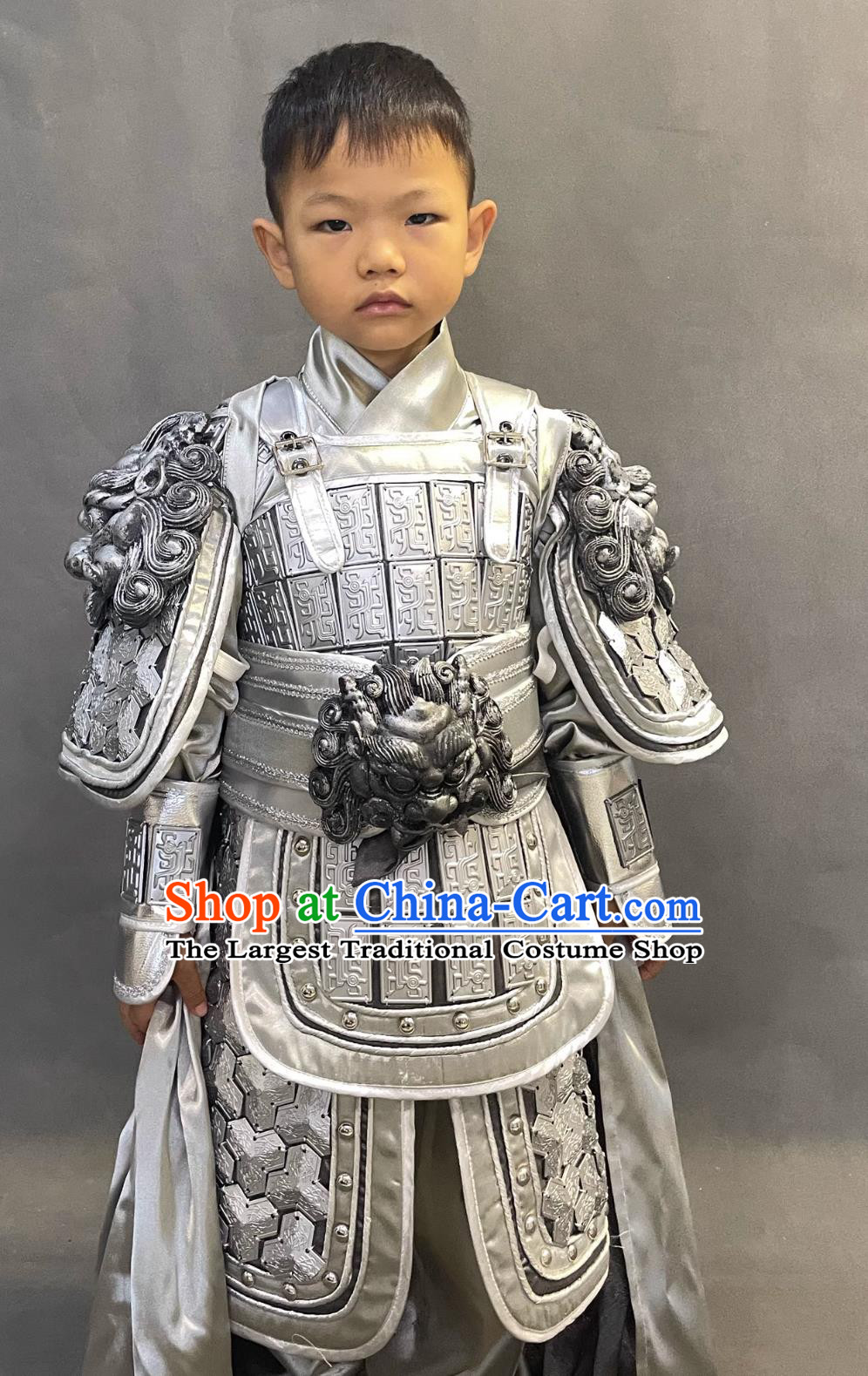 Romance of the Three Kingdoms Zhao Yun Clothing Ancient China General Armor Chinese Handsome Three Kingdoms Period Zhao Zi Long Costume for Kids