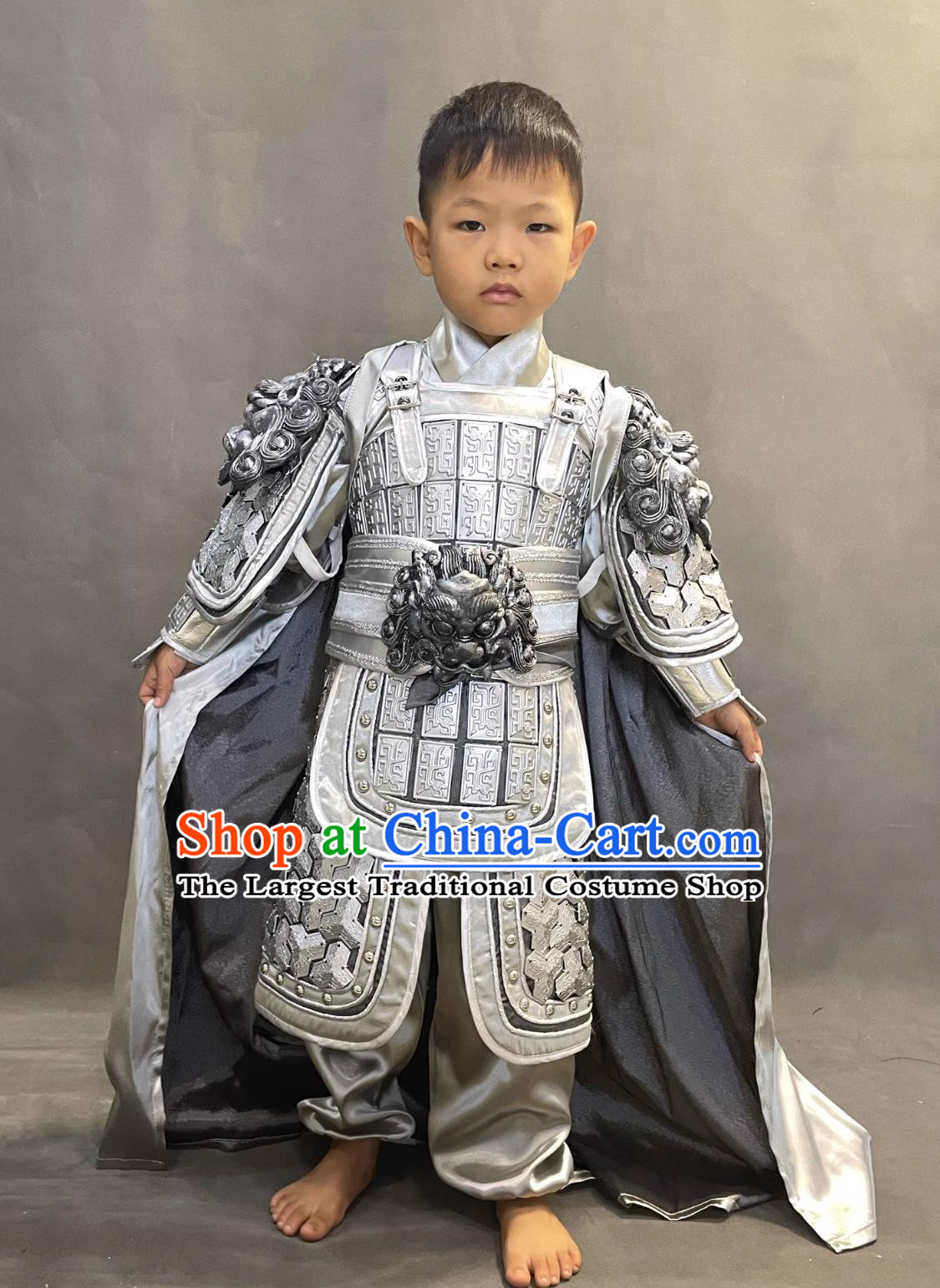 Romance of the Three Kingdoms Zhao Yun Clothing Ancient China General Armor Chinese Handsome Three Kingdoms Period Zhao Zi Long Costume for Kids