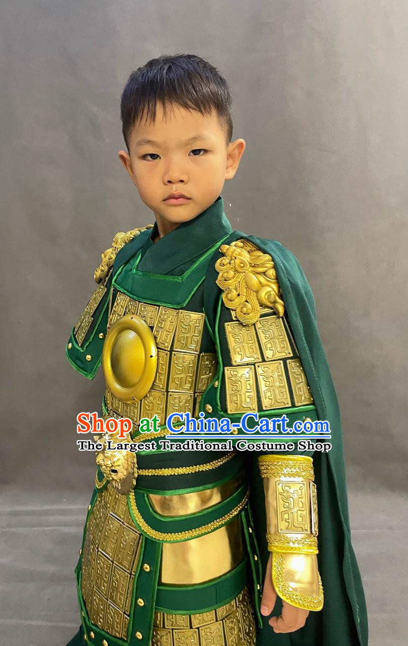 Romance of the Three Kingdoms Guan Yu Clothing Ancient China General Armor Chinese Handsome Three Kingdoms Period Gwan Gong Costume for Kids