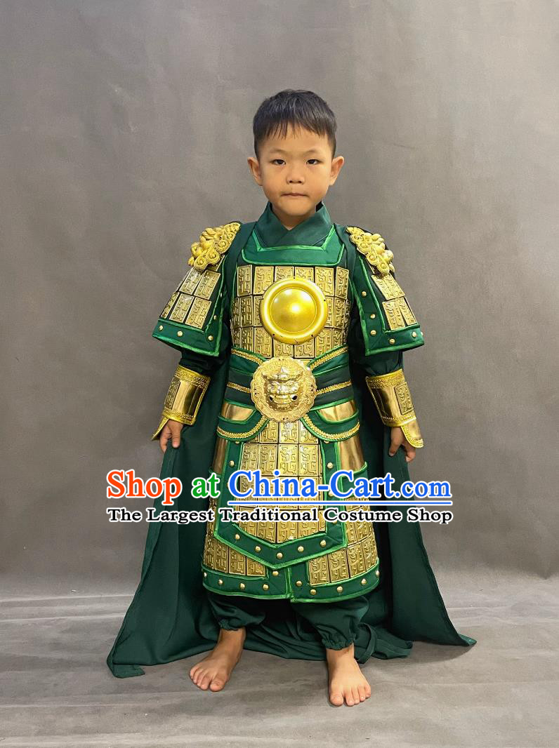 Romance of the Three Kingdoms Guan Yu Clothing Ancient China General Armor Chinese Handsome Three Kingdoms Period Gwan Gong Costume for Kids