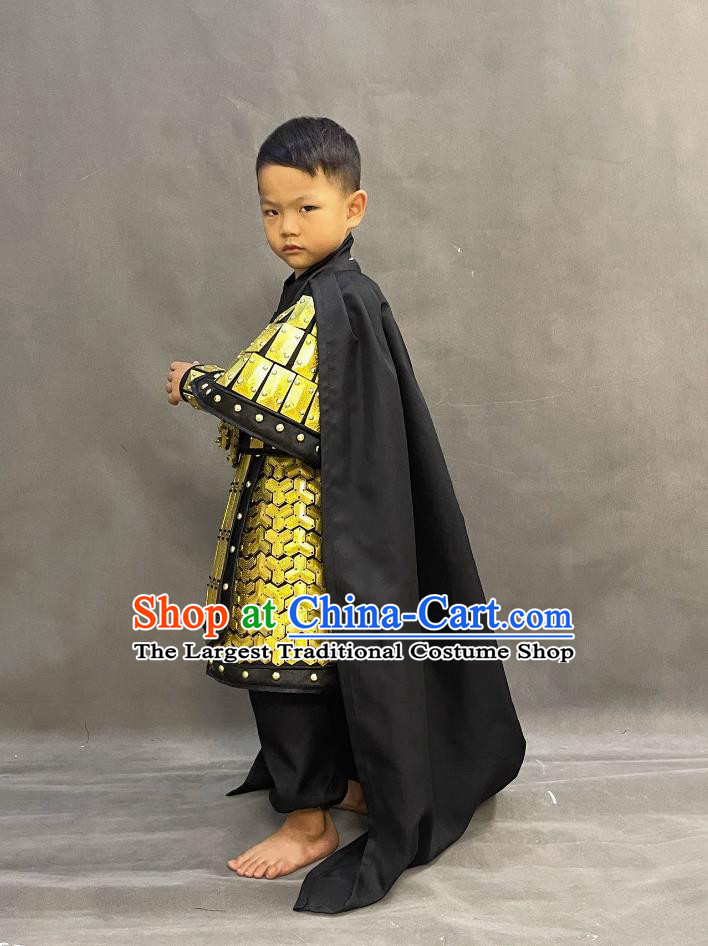 Ancient China General Armor Traditional Armour Chinese Qin Dynasty Warrior Costume for Kids