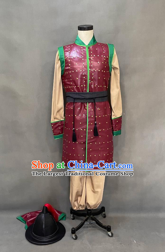 Ancient China Warrior Clothing Traditional Leather Armor Chinese Ming Dynasty Soldier Costume